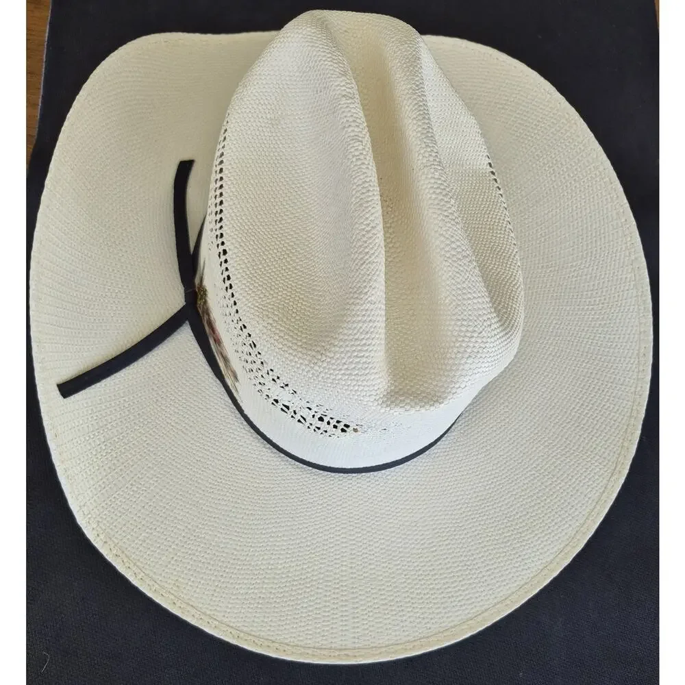 Resistol Denison Double RR Collection 7X Bangora Straw Cowboy Hat Beige